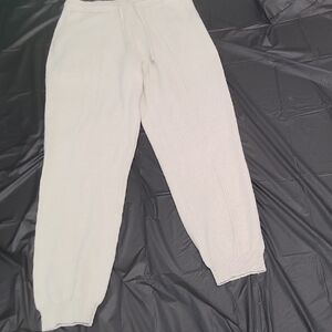 White Relaxed Fit Joggers with Elastic Cuffs